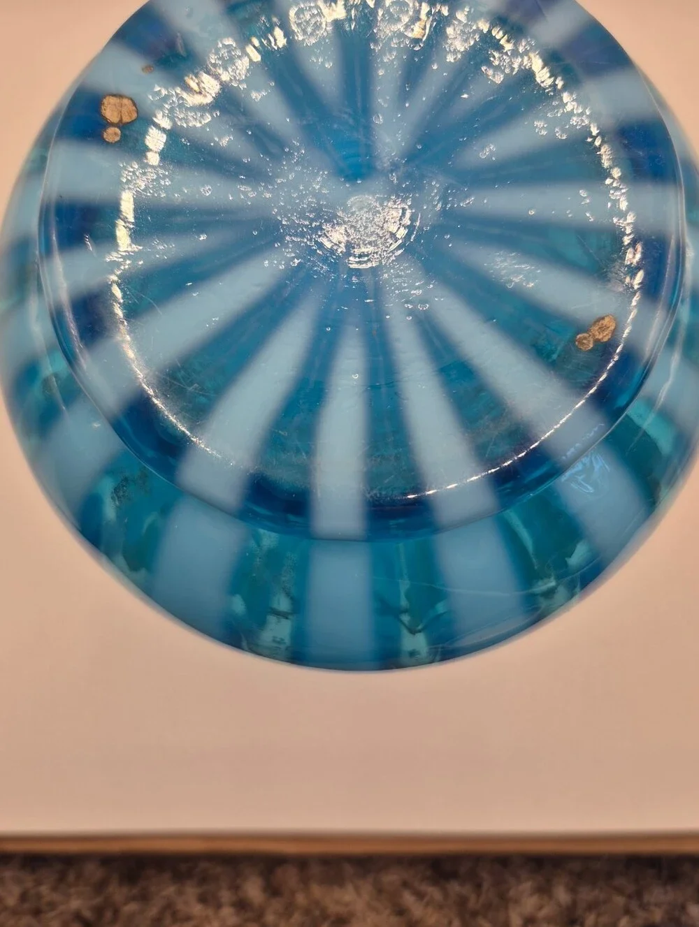 Blue Hand-Painted Floral Glass Vase by